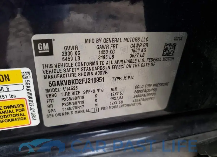 5GAKVBKD2FJ210951# 13