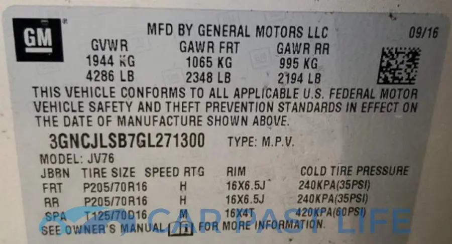 3GNCJLSB7GL271300# 13