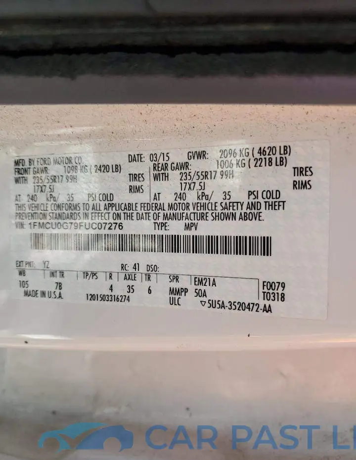 1FMCU0G79FUC07276# 12