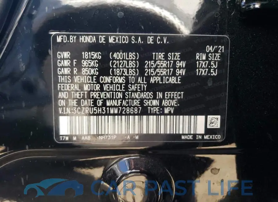 3CZRU5H31MM728687# 12