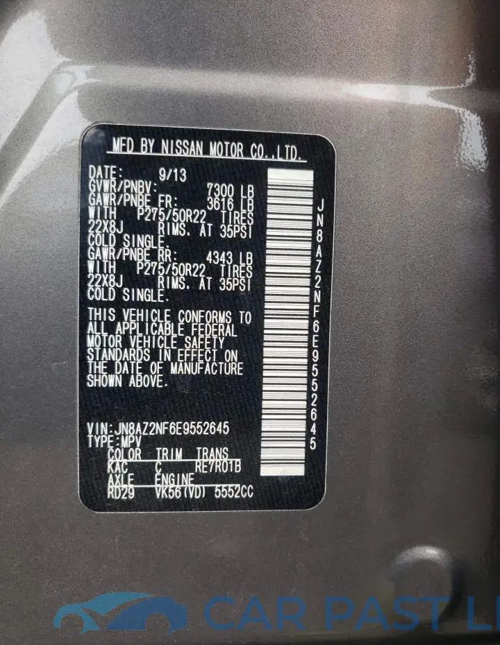JN8AZ2NF6E9552645# 13