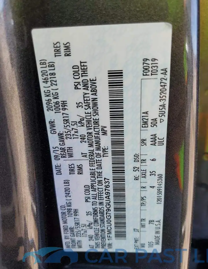 1FMCU0G79GUA97637# 13