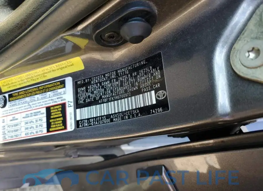 4T1BF1FK1HU700972# 12