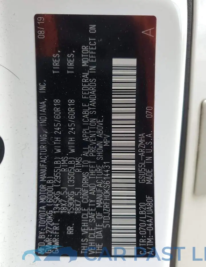 5TDJZRFH0KS614431# 14