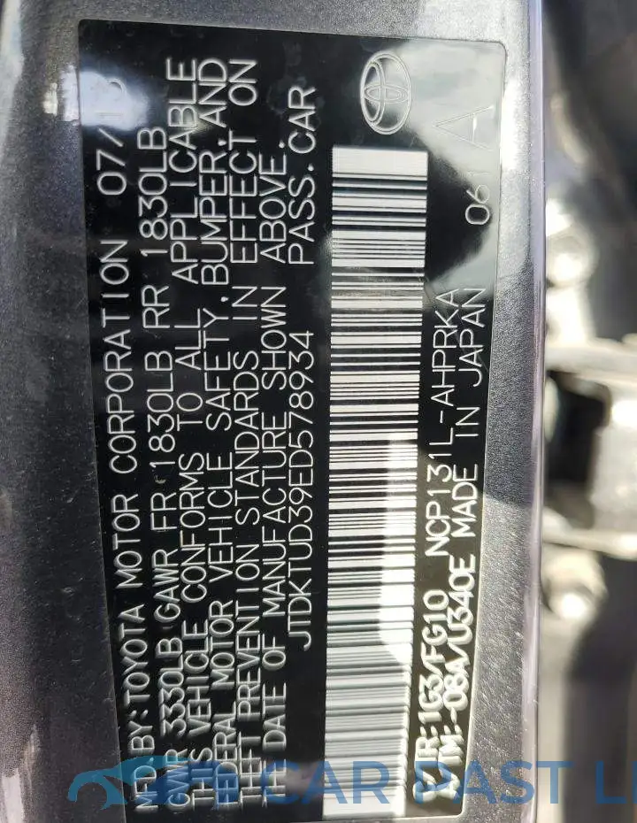 JTDKTUD39ED578934# 13