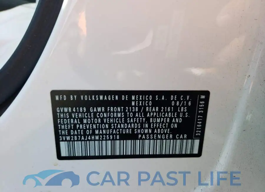 3VW2B7AJ4HM225918# 12