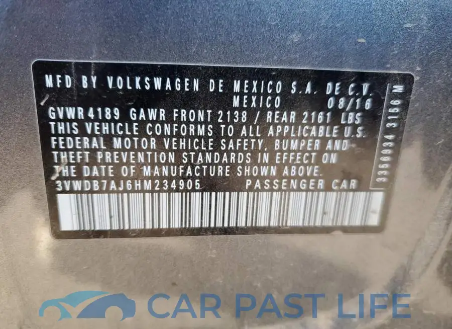 3VWDB7AJ6HM234905# 12