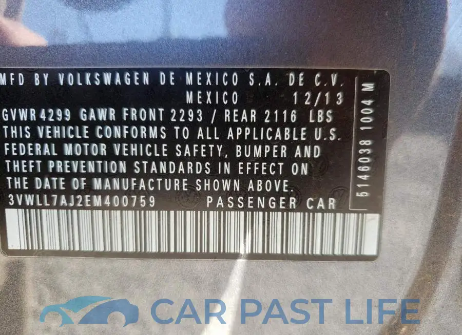 3VWLL7AJ2EM400759# 12