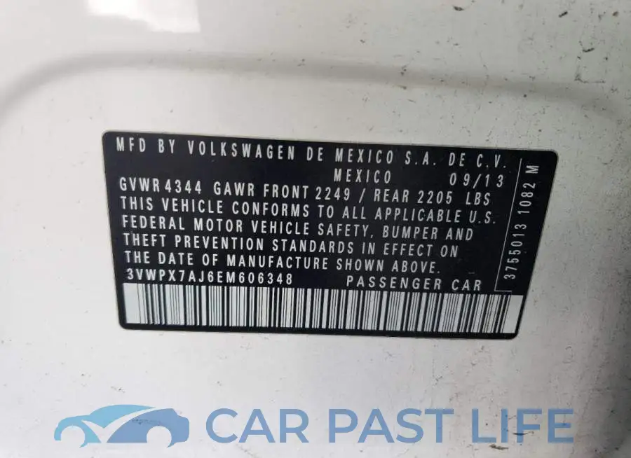 3VWPX7AJ6EM606348# 13