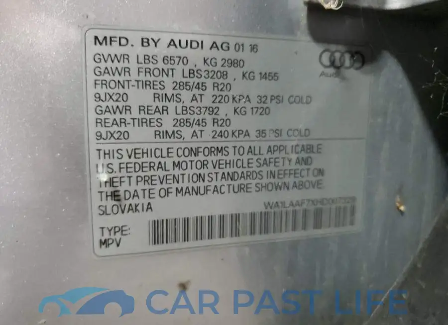 WA1LAAF7XHD007329# 12
