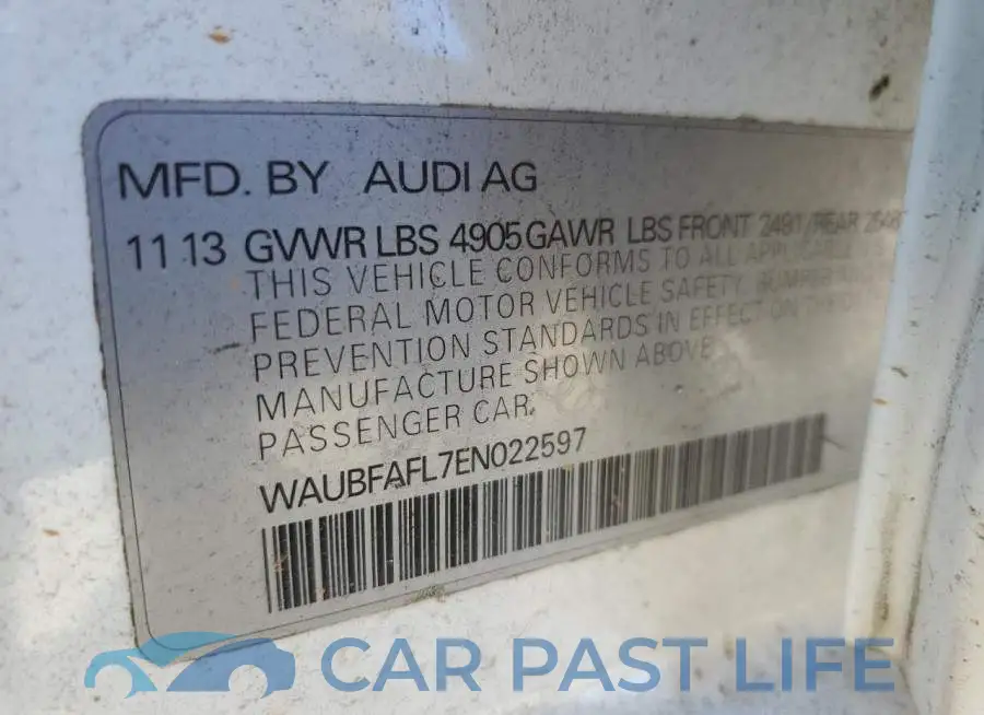 WAUBFAFL7EN022597# 12