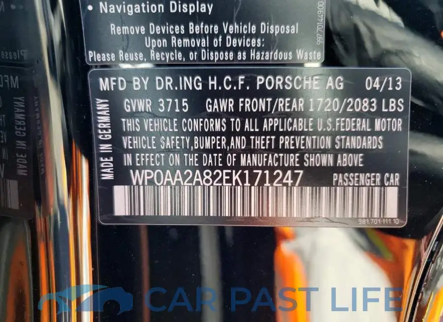 WP0AA2A82EK171247# 13