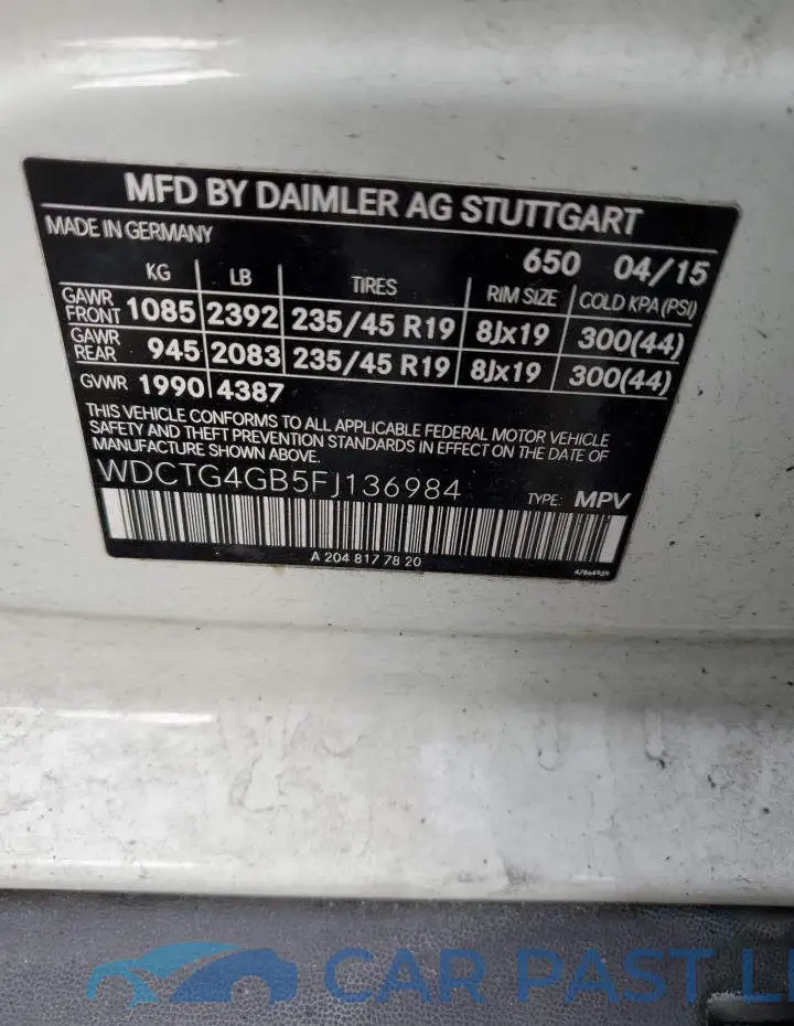 WDCTG4GB5FJ136984# 13