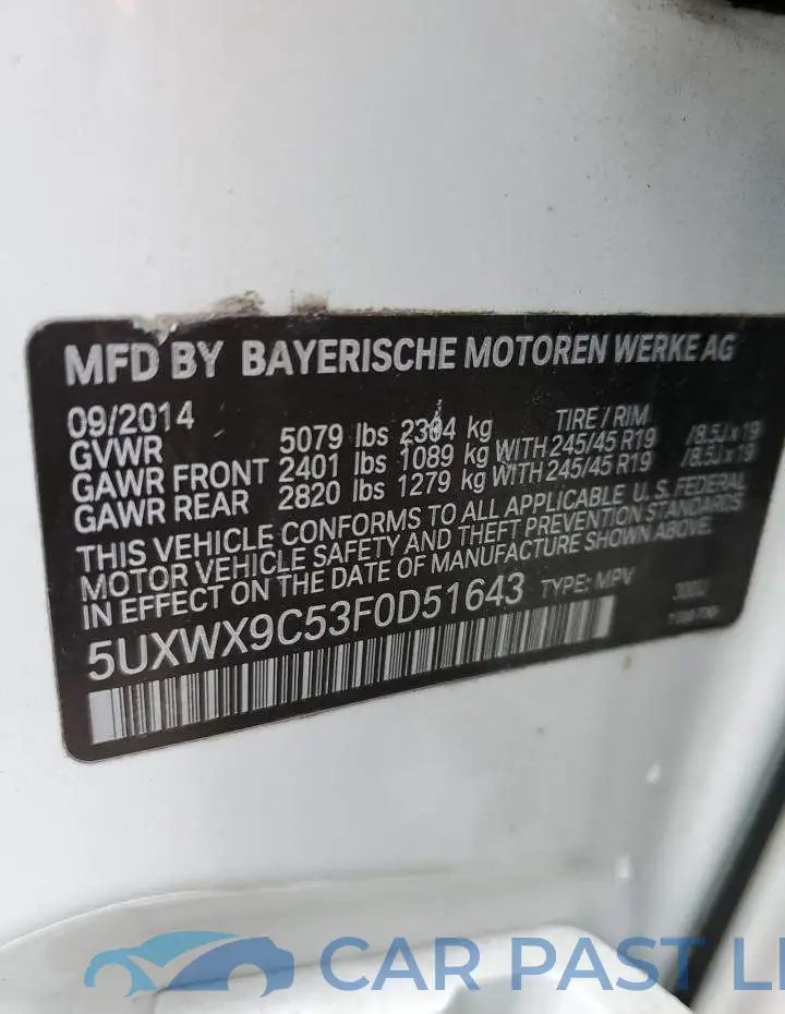 5UXWX9C53F0D51643# 12