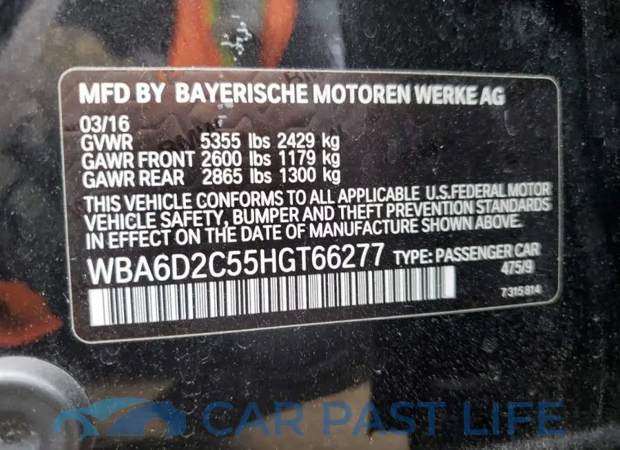WBA6D2C55HGT66277# 12
