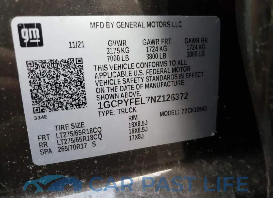 1GCPYFEL7NZ126372# 12