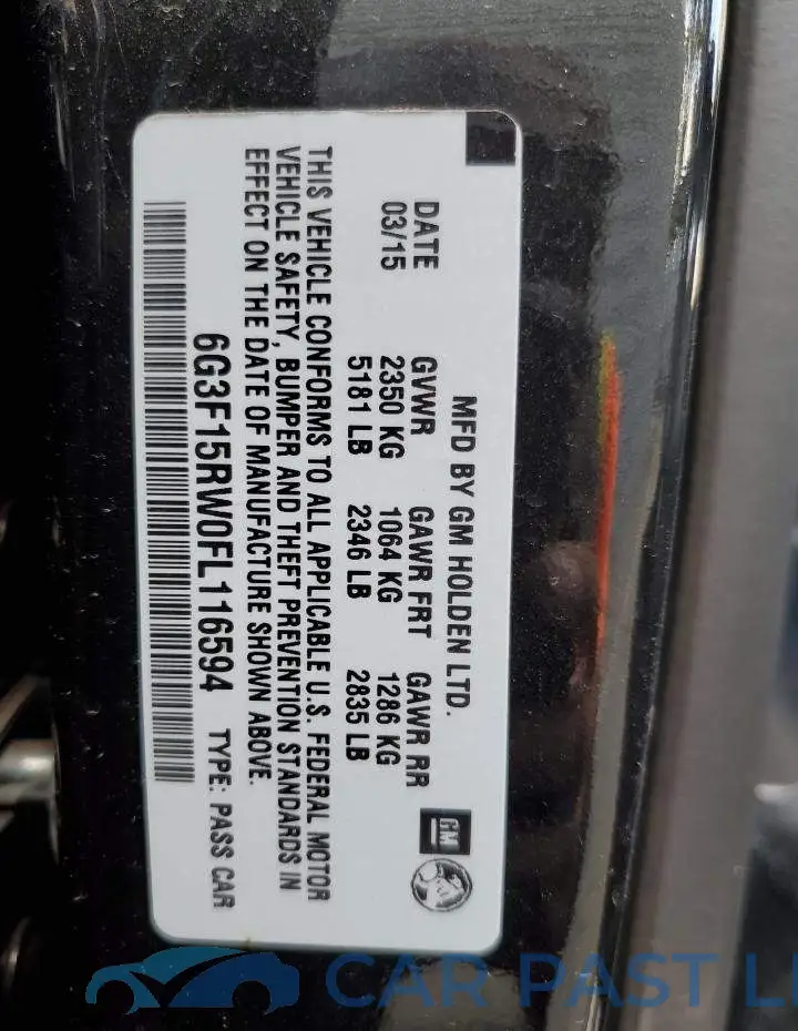 6G3F15RW0FL116594# 12