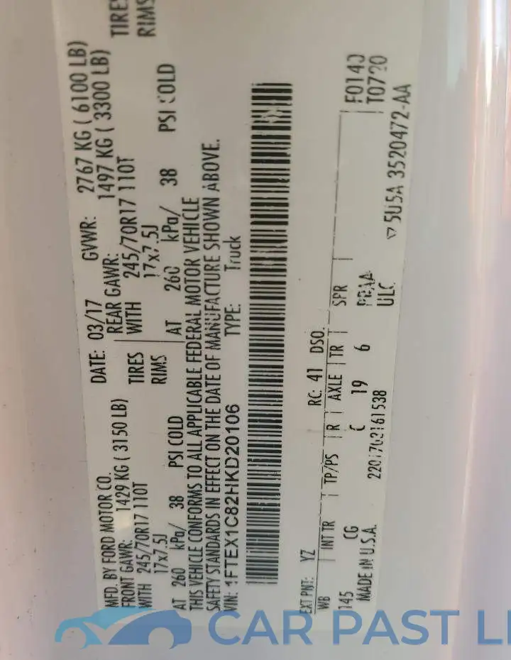 1FTEX1C82HKD20106# 12