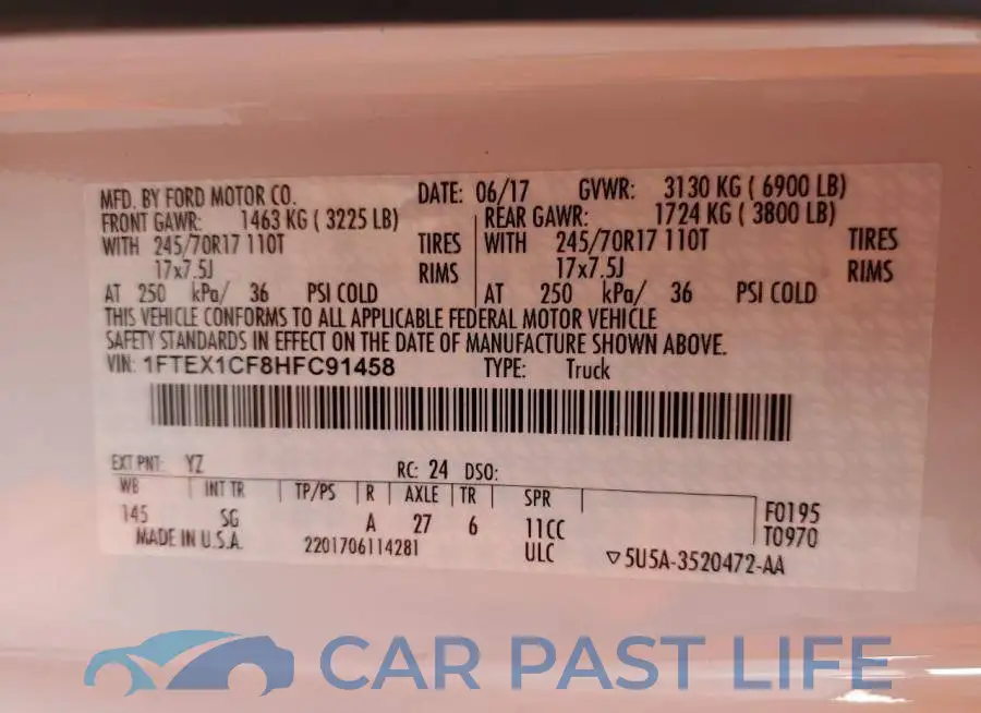 1FTEX1CF8HFC91458# 10