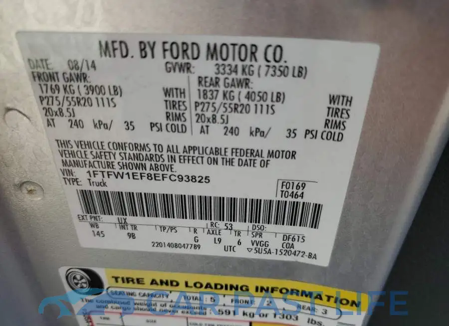 1FTFW1EF8EFC93825# 12