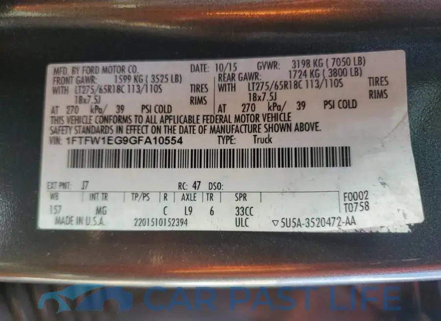 1FTFW1EG9GFA10554# 12