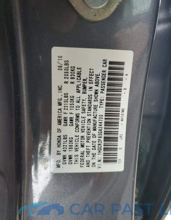 1HGCR2F85GA244700# 12