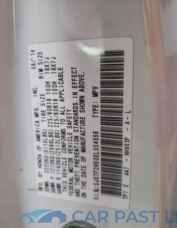 5J6TF2H50EL004556# 12