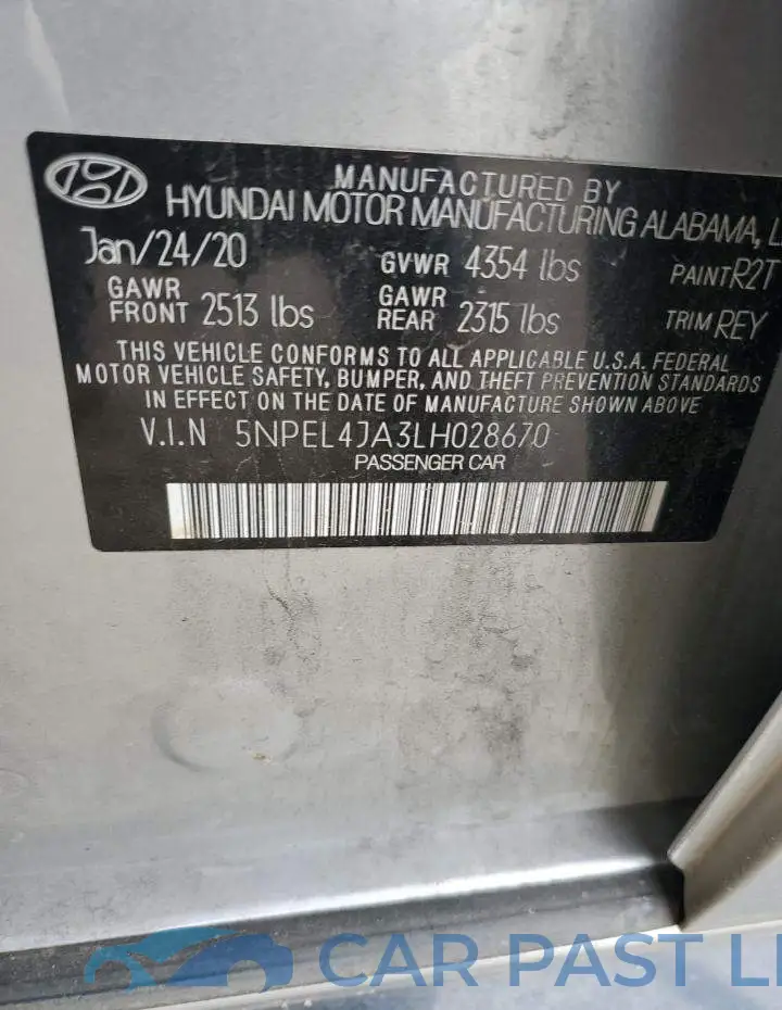 5NPEL4JA3LH028670# 12