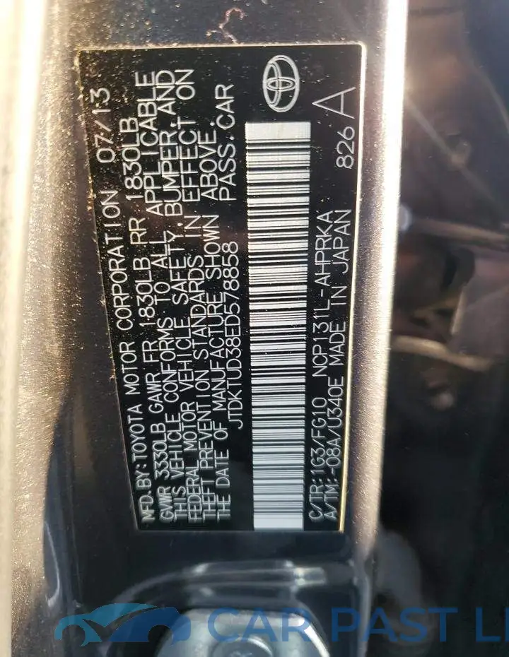 JTDKTUD38ED578858# 12