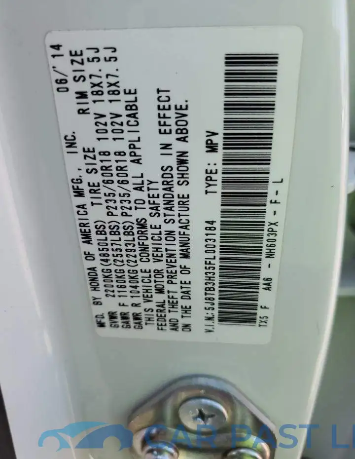 5J8TB3H35FL003184# 13