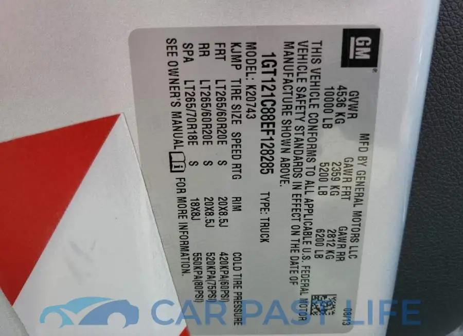 1GT121C88EF128285# 12