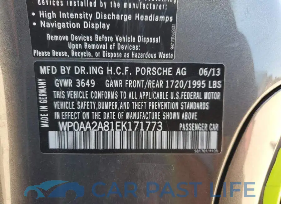 WP0AA2A81EK171773# 13