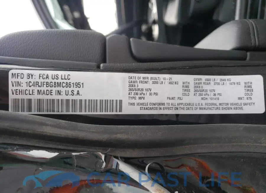 1C4RJFBG8MC861951# 10