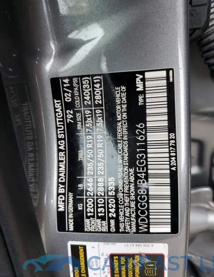 WDCGG8JB4EG311626# 13