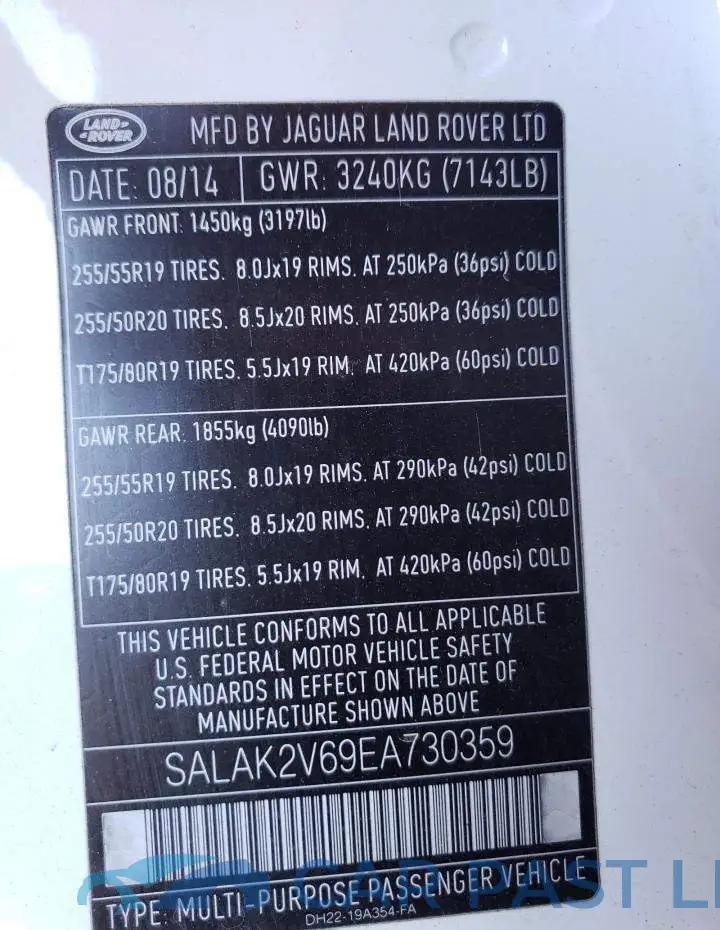 SALAK2V69EA730359# 13