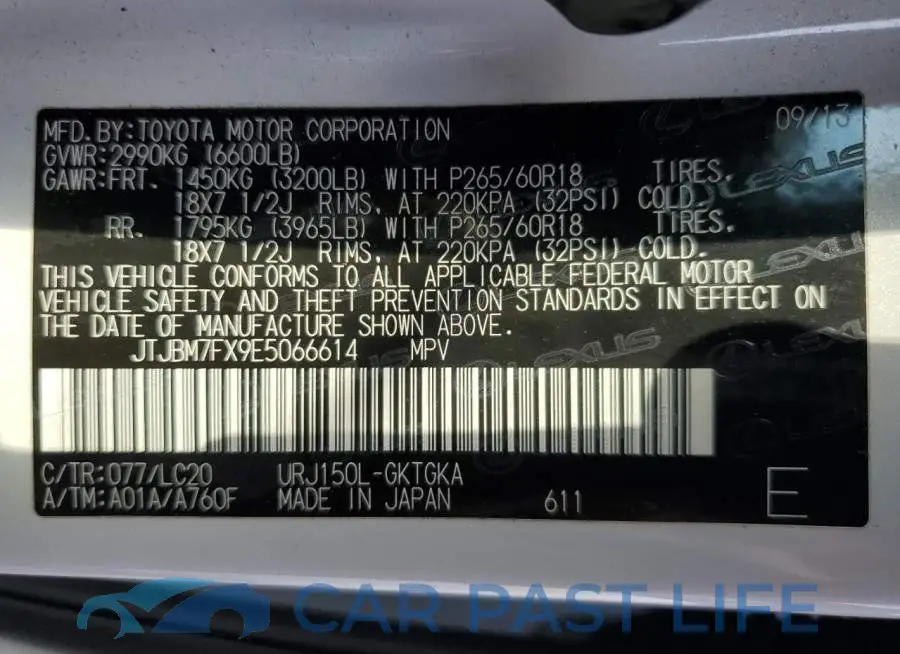 JTJBM7FX9E5066614# 13
