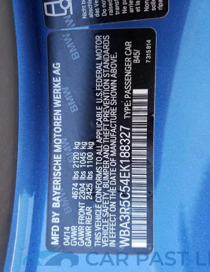 WBA3R5C54EK188327# 12