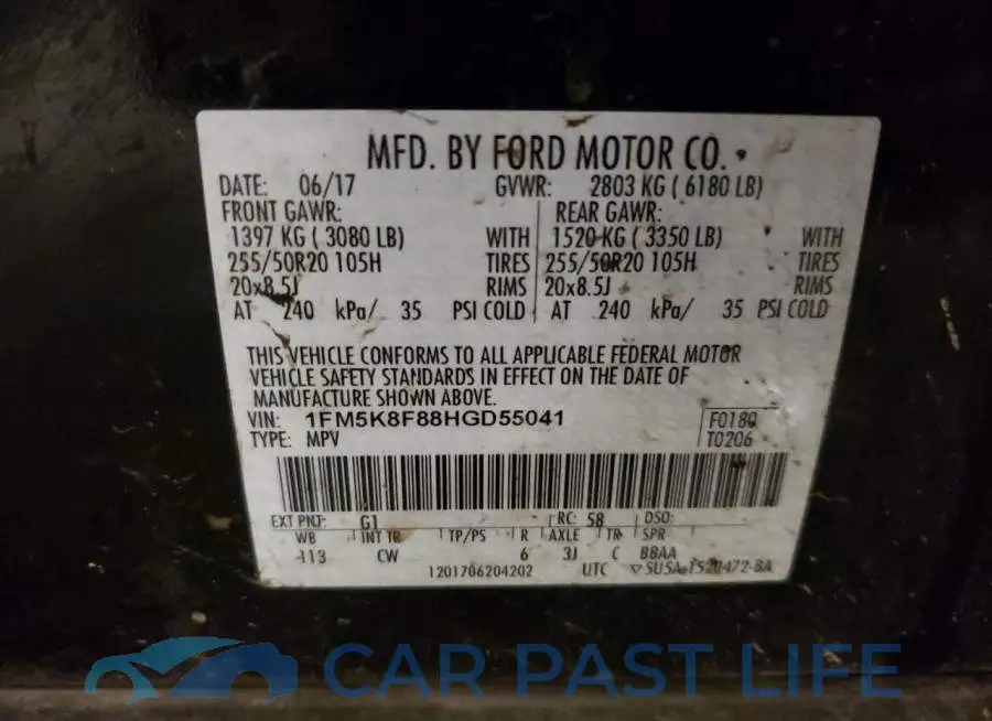 1FM5K8F88HGD55041# 13