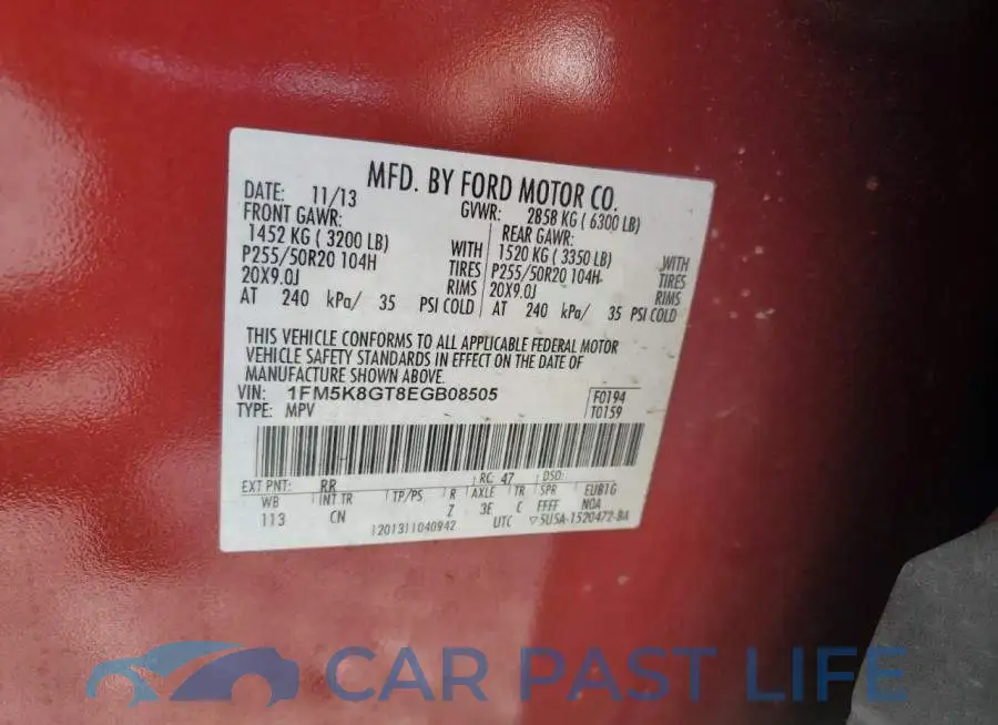 1FM5K8GT8EGB08505# 13