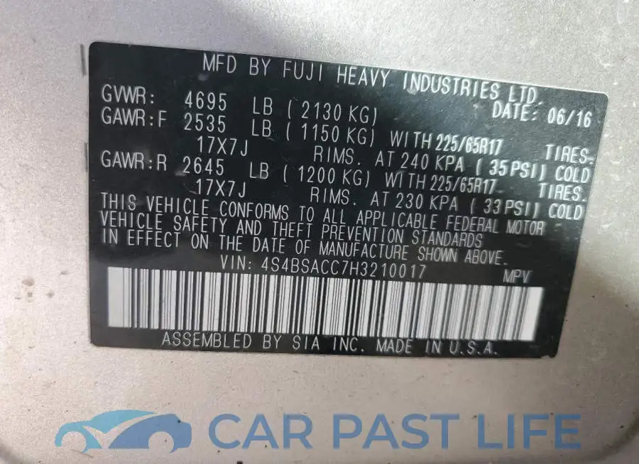 4S4BSACC7H3210017# 12