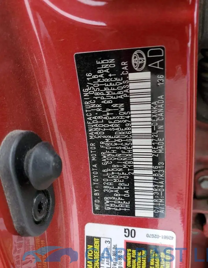 2T1BURHE5GC689745# 13