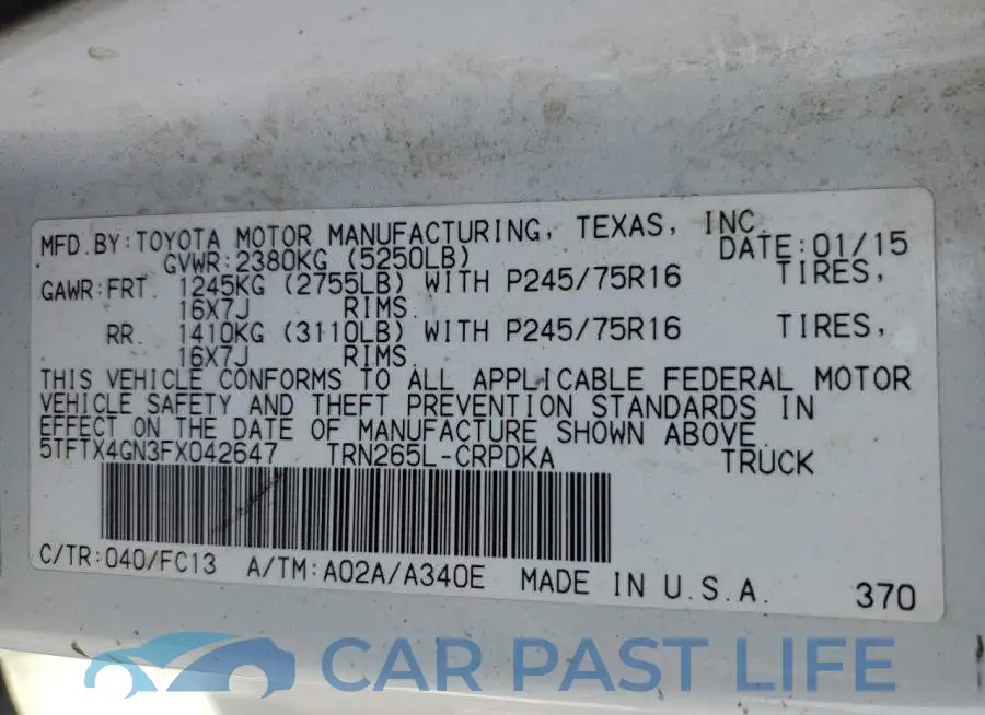 5TFTX4GN3FX042647# 12