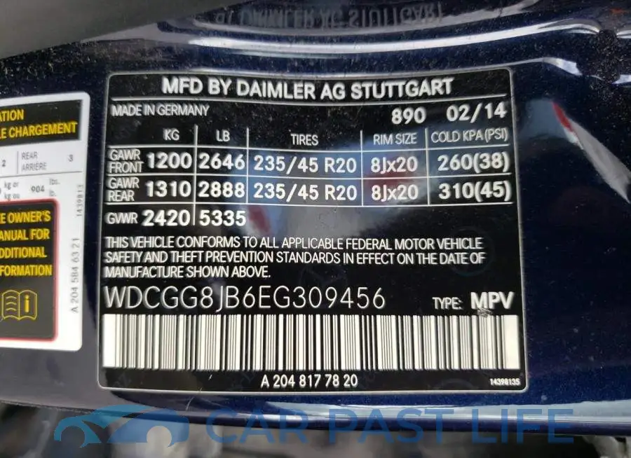 WDCGG8JB6EG309456# 12