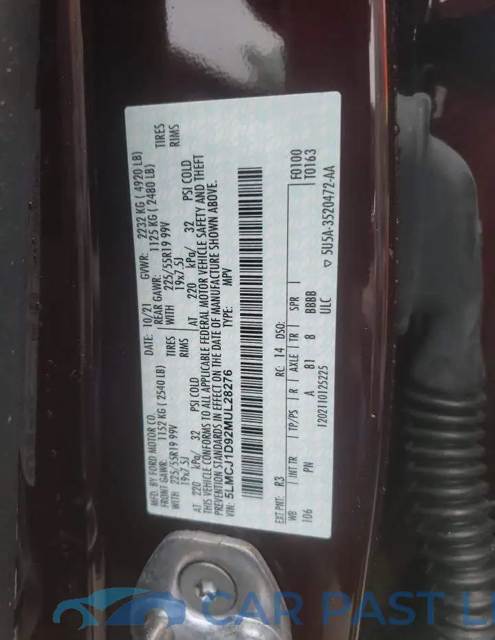 5LMCJ1D92MUL28276# 12