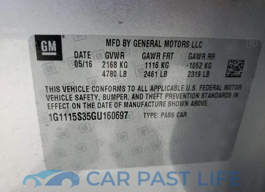 1G1115S35GU160697# 12