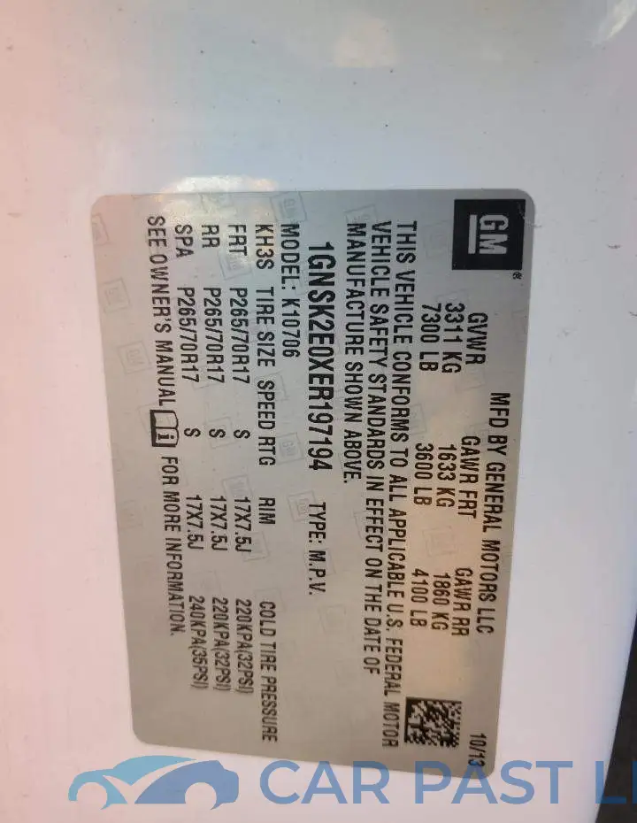 1GNSK2E0XER197194# 14