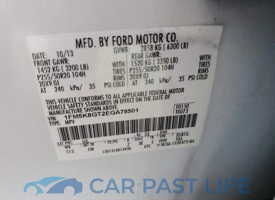 1FM5K8GT2EGA78501# 14