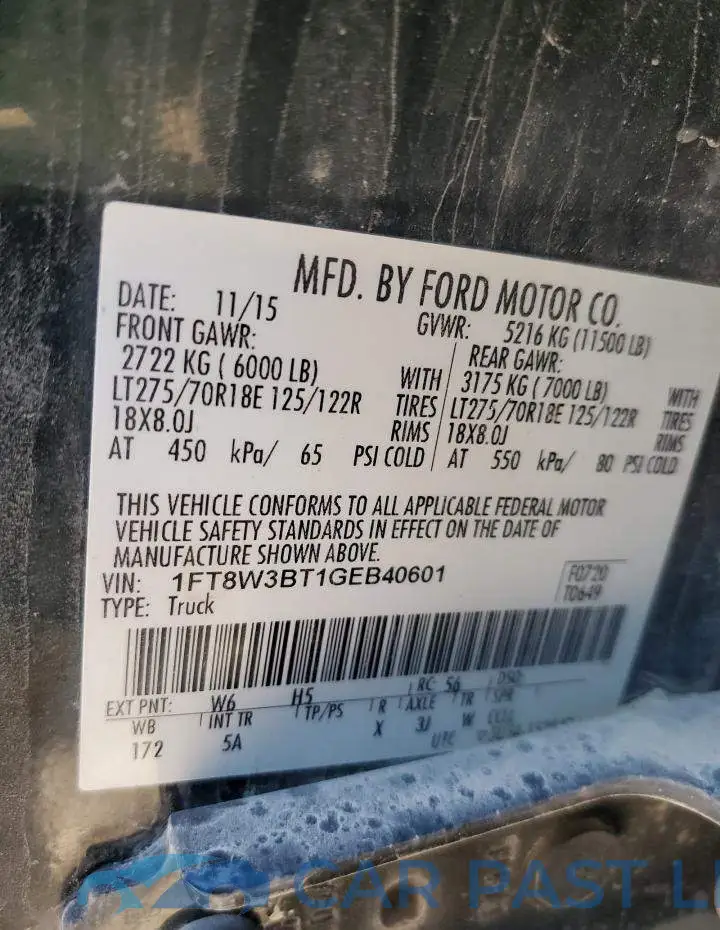 1FT8W3BT1GEB40601# 10