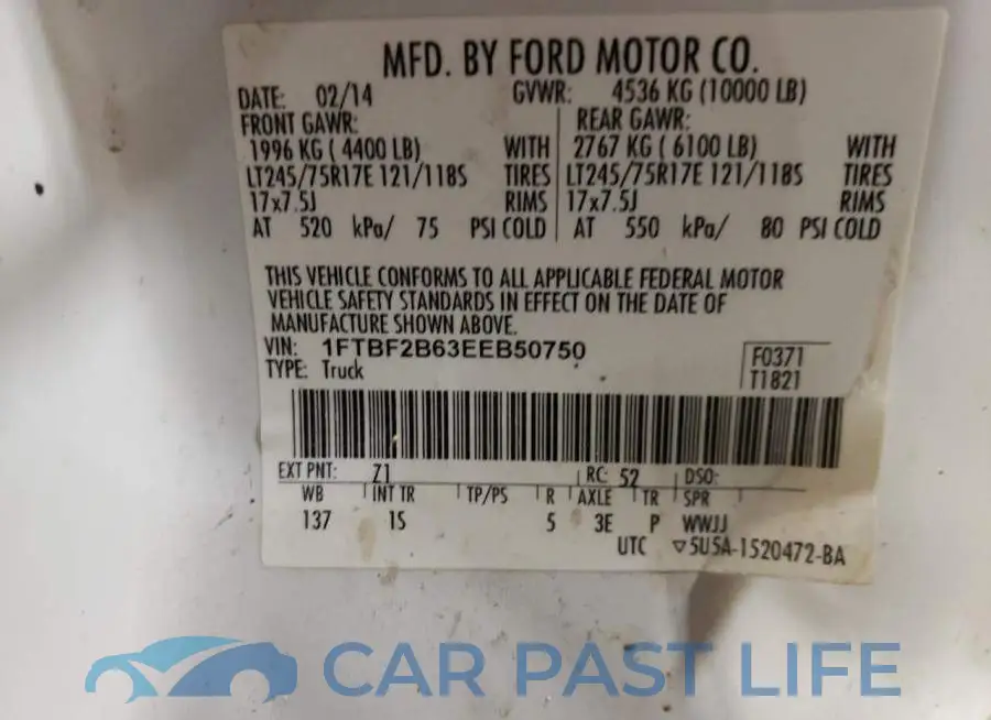 1FTBF2B63EEB50750# 12