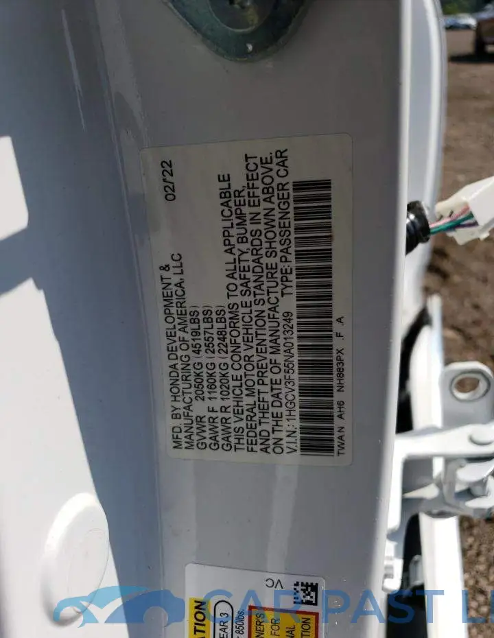 1HGCV3F55NA013249# 12